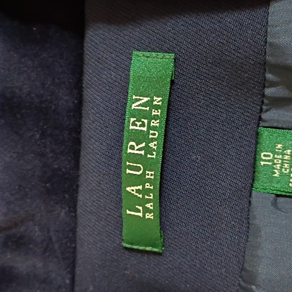 Ralph Lauren Navy Stretch Wool Velvet Collar Long Blazer Jacket Size 10 - Picture 5 of 8